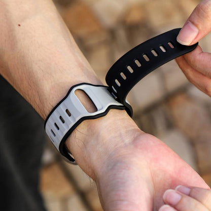 For Apple Watch 46mm / 49mm / 45mm / 44mm Norman Buckle Two-color Silicone Watch Band(Light Grey Black) by bashfashion