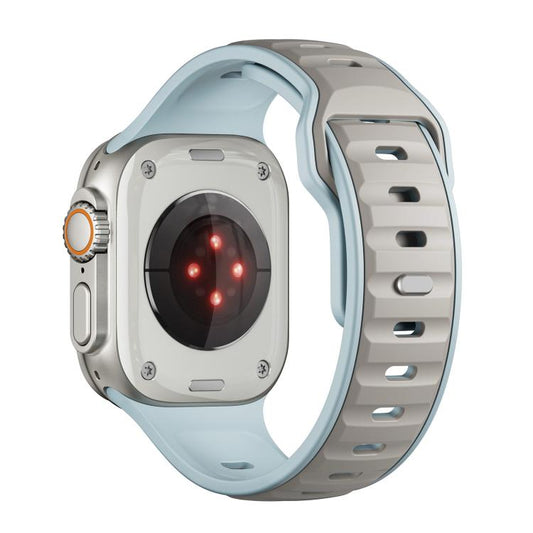 For Apple Watch 46mm / 49mm / 45mm / 44mm Norman Buckle Two-color Silicone Watch Band(Light Blue Coffee) by bashfashion