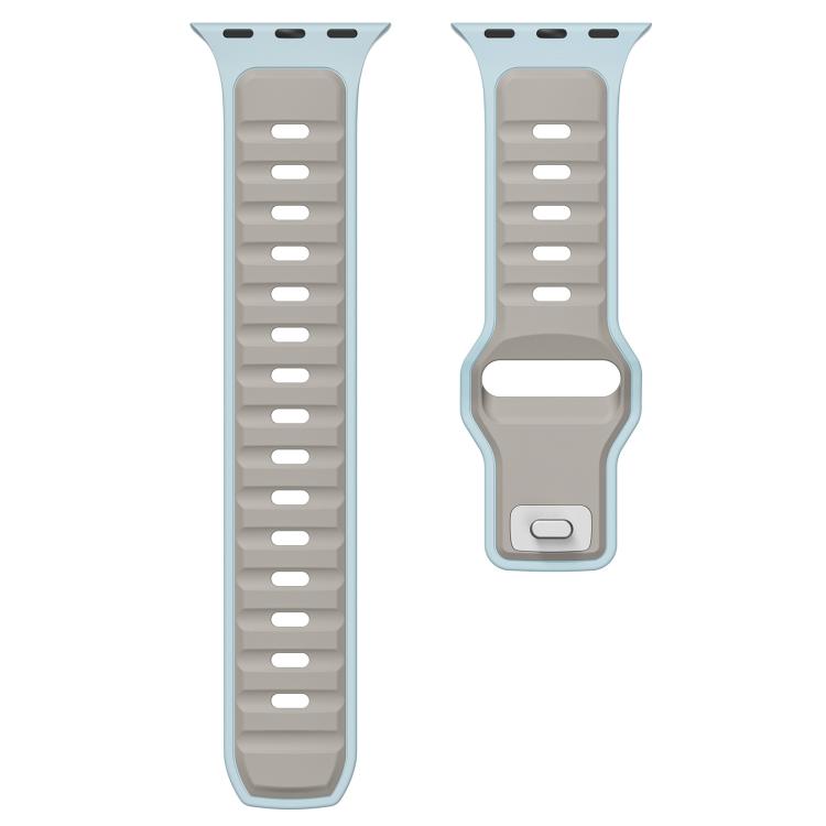 For Apple Watch 46mm / 49mm / 45mm / 44mm Norman Buckle Two-color Silicone Watch Band(Light Blue Coffee) by bashfashion