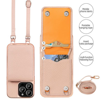 For iPhone 16 Pro Max VIETAO Litchi Texture Wallet PU Phone Case with Lanyard(Pink) by VIETAO