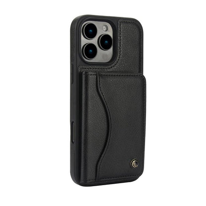 For iPhone 16 Pro Max AwQuer Horizontal Flip Card Bag Holder Leather Phone Case(Black) by Awquer