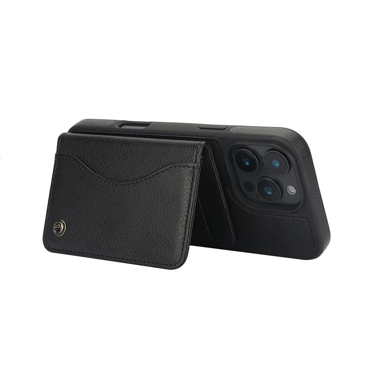 For iPhone 16 Pro Max AwQuer Horizontal Flip Card Bag Holder Leather Phone Case(Black) by Awquer