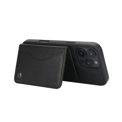 For iPhone 16 Pro Max AwQuer Horizontal Flip Card Bag Holder Leather Phone Case(Black) by Awquer