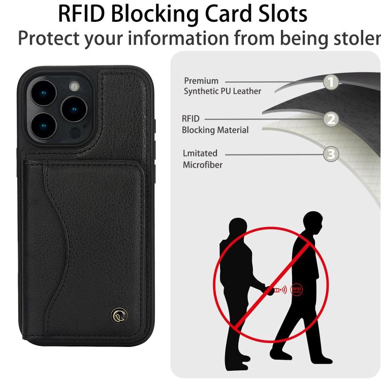 For iPhone 16 Pro Max AwQuer Horizontal Flip Card Bag Holder Leather Phone Case(Black) by Awquer