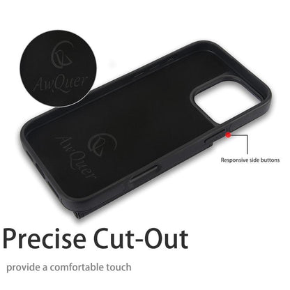 For iPhone 16 Pro Max AwQuer Horizontal Flip Card Bag Holder Leather Phone Case(Black) by Awquer