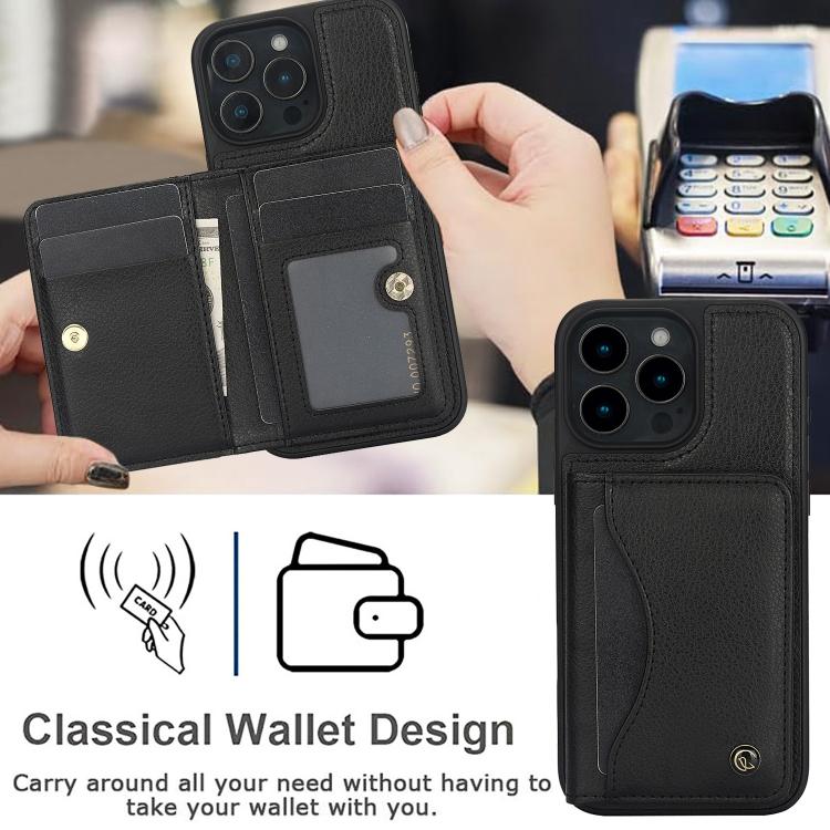 For iPhone 16 Pro Max AwQuer Horizontal Flip Card Bag Holder Leather Phone Case(Black) by Awquer