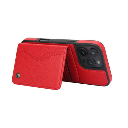 For iPhone 16 Pro AwQuer Horizontal Flip Card Bag Holder Leather Phone Case(Red) by Awquer