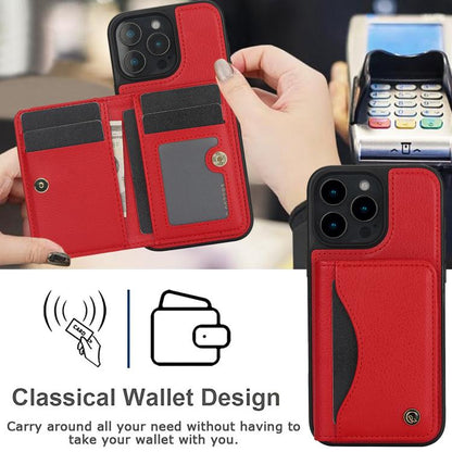 For iPhone 16 Pro AwQuer Horizontal Flip Card Bag Holder Leather Phone Case(Red) by Awquer