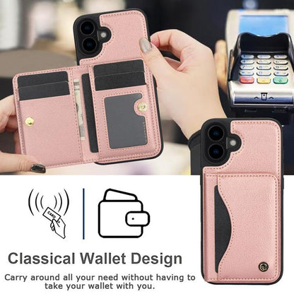 For iPhone 16 Plus AwQuer Horizontal Flip Card Bag Holder Leather Phone Case(Rose Gold) by Awquer