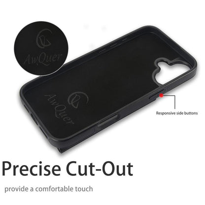 For iPhone 16 AwQuer Horizontal Flip Card Bag Holder Leather Phone Case(Black) by Awquer