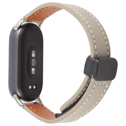 For Xiaomi Smart Band 9 / 8 Folding Magnetic Buckle Microfiber Leather Watch Band(Grey) by bashfashion