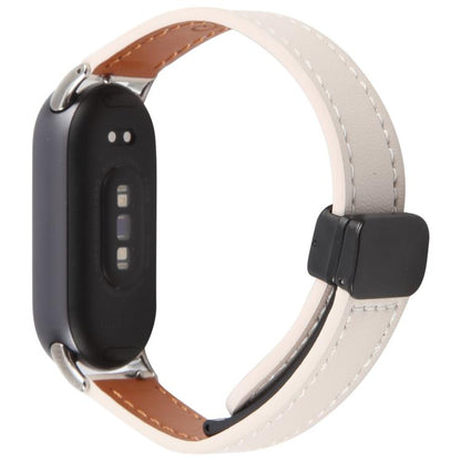 For Xiaomi Smart Band 9 / 8 Folding Magnetic Buckle Microfiber Leather Watch Band(Apricot) by bashfashion