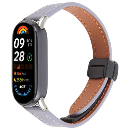 For Xiaomi Smart Band 9 / 8 Folding Magnetic Buckle Microfiber Leather Watch Band(Lavender) by bashfashion