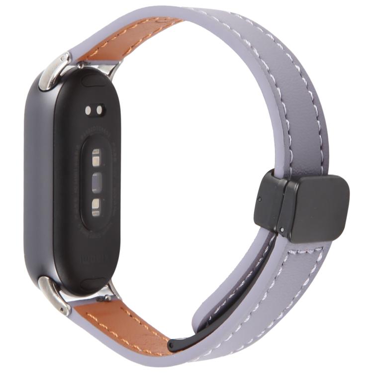 For Xiaomi Smart Band 9 / 8 Folding Magnetic Buckle Microfiber Leather Watch Band(Lavender) by bashfashion