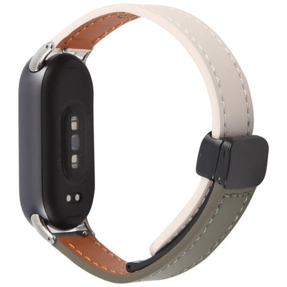 For Xiaomi Smart Band 9 / 8 Folding Magnetic Buckle Microfiber Leather Watch Band(Apricot+Butter) by bashfashion