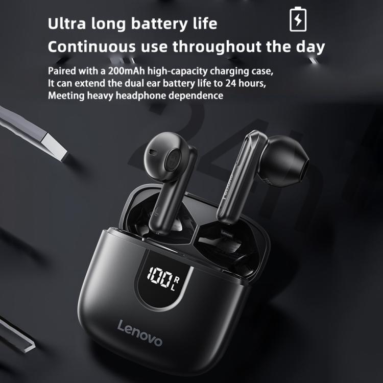 Original Lenovo EA120 Simple Semi-In-Ear True Wireless Bluetooth Earphones(Black) by Lenovo