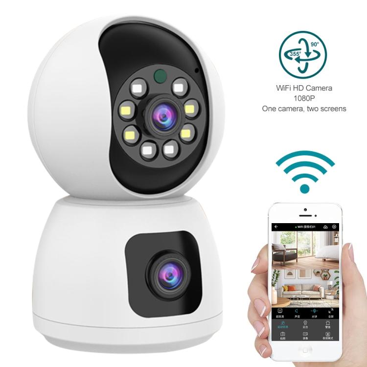 K12 1080P HD Dual Lens Dual Picture Wireless WiFi Camera(White) by bashfashion