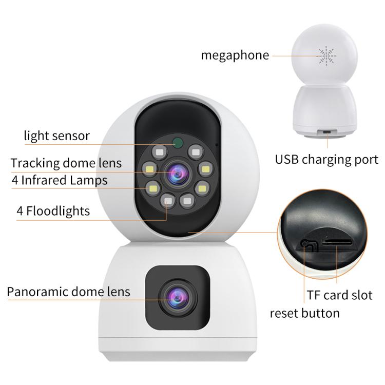 K12 1080P HD Dual Lens Dual Picture Wireless WiFi Camera(White) by bashfashion