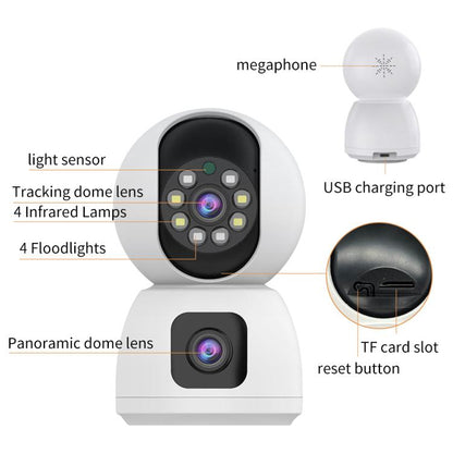 K12 1080P HD Dual Lens Dual Picture Wireless WiFi Camera(White) by bashfashion