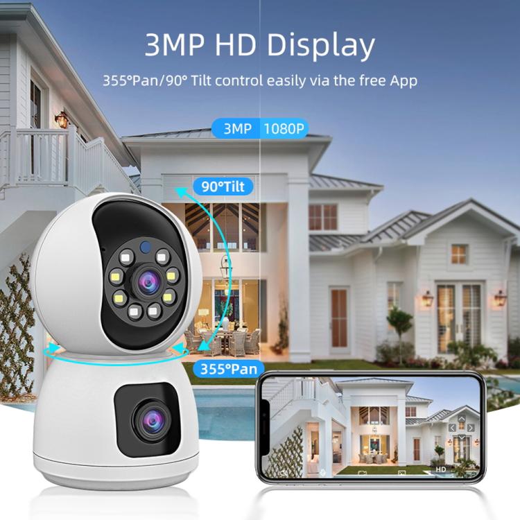 K12 1080P HD Dual Lens Dual Picture Wireless WiFi Camera(White) by bashfashion