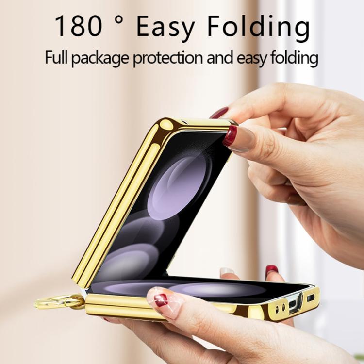 For Samsung Galaxy Z Flip5 VIETAO Woven Leather Metal Ring Phone Case(Pink) by VIETAO