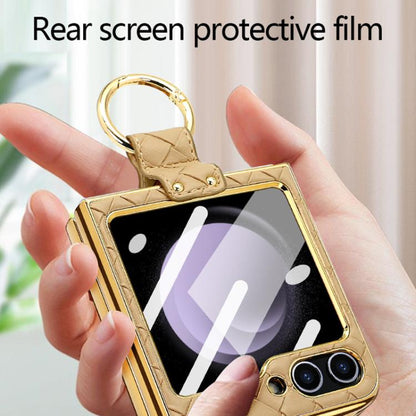 For Samsung Galaxy Z Flip6 / Flip7 FE VIETAO Woven Leather Metal Ring Phone Case(Gold) by VIETAO