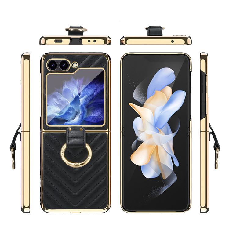 For Samsung Galaxy Z Flip5 VIETAO Dream Series Metal Ring Leather Phone Case(Purple) by VIETAO