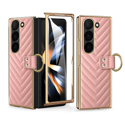 For Samsung Galaxy Z Fold6 VIETAO Dream Series Metal Ring Leather Phone Case(Pink) by VIETAO
