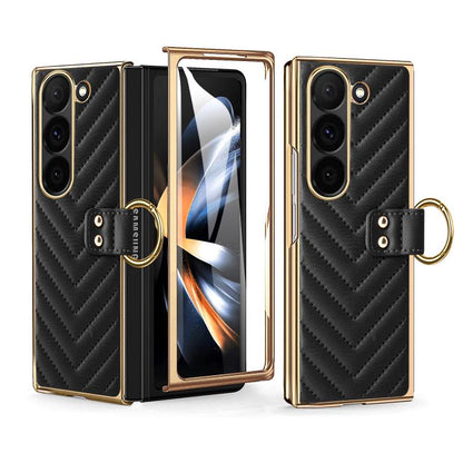 For Samsung Galaxy Z Fold5 VIETAO Dream Series Metal Ring Leather Phone Case(Black) by VIETAO