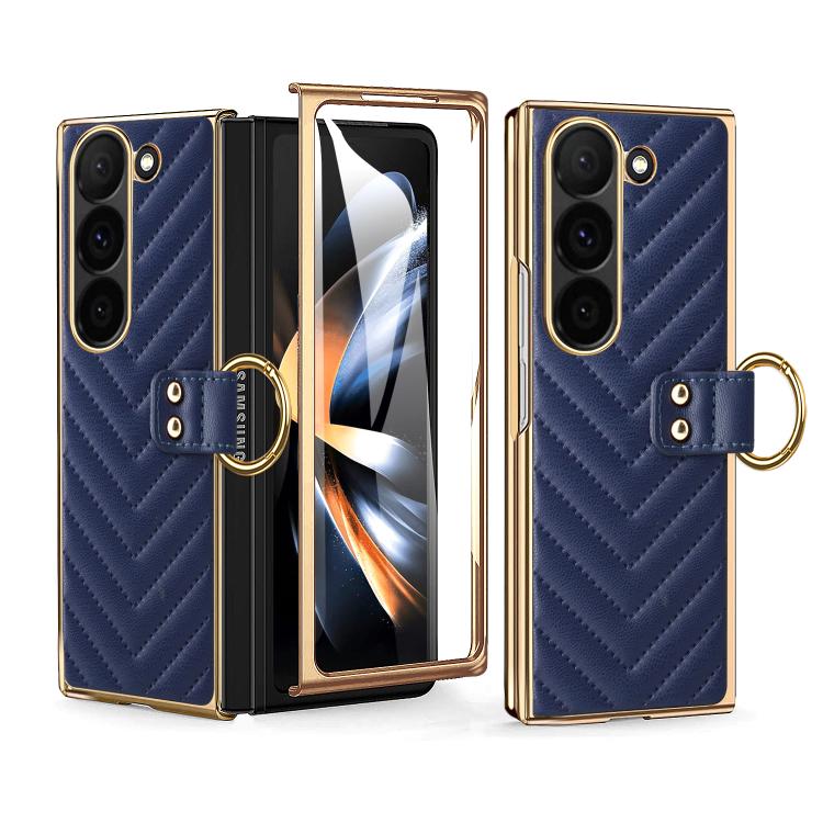 For Samsung Galaxy Z Fold4 VIETAO Dream Series Metal Ring Leather Phone Case(Blue) by VIETAO