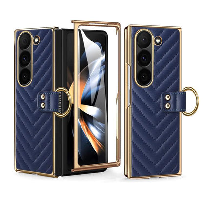 For Samsung Galaxy Z Fold4 VIETAO Dream Series Metal Ring Leather Phone Case(Blue) by VIETAO