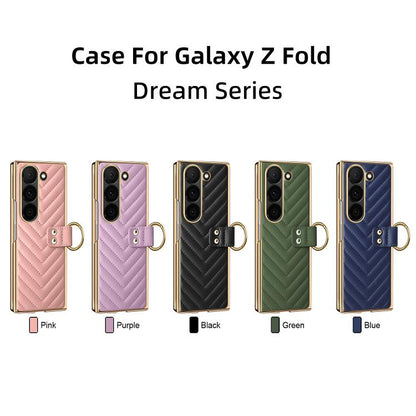 For Samsung Galaxy Z Fold5 VIETAO Dream Series Metal Ring Leather Phone Case(Black) by VIETAO