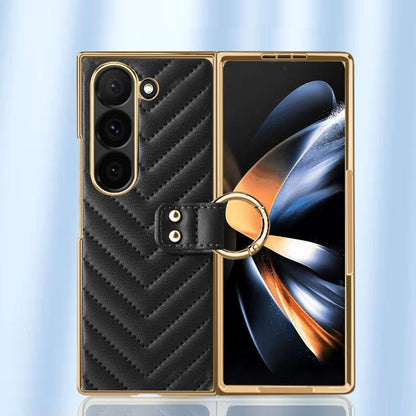For Samsung Galaxy Z Fold5 VIETAO Dream Series Metal Ring Leather Phone Case(Black) by VIETAO