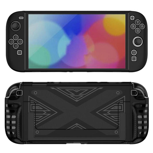 For Nintendo Switch 2 Detachable X-pattern Protective Case with Holder(Black) by bashfashion