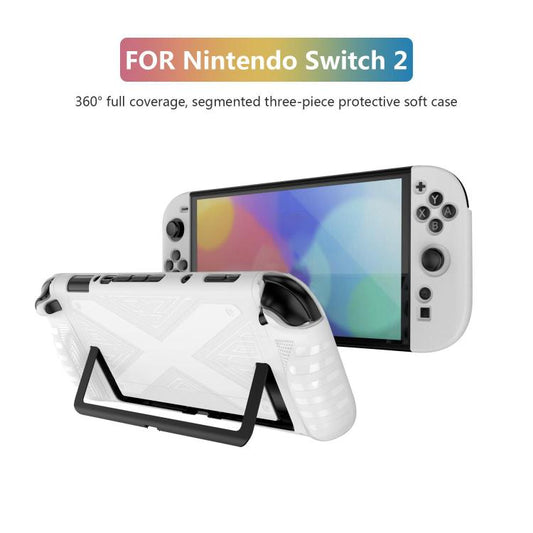 For Nintendo Switch 2 Detachable X-pattern Protective Case with Holder(White) by bashfashion