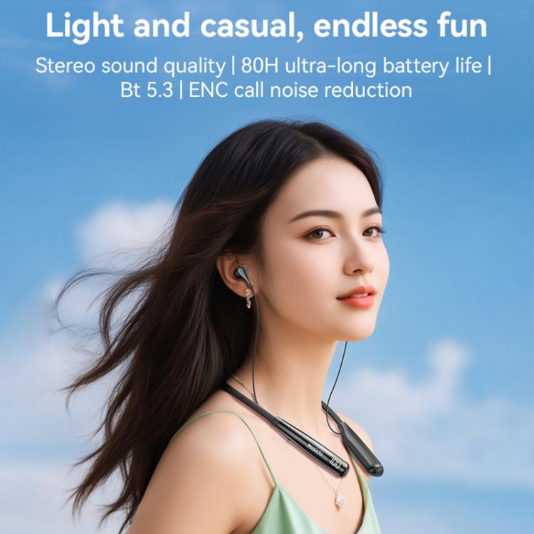 Yesido YSP22 Digital Display Magnetic Neckband Bluetooth Earphone(Black) by Yesido