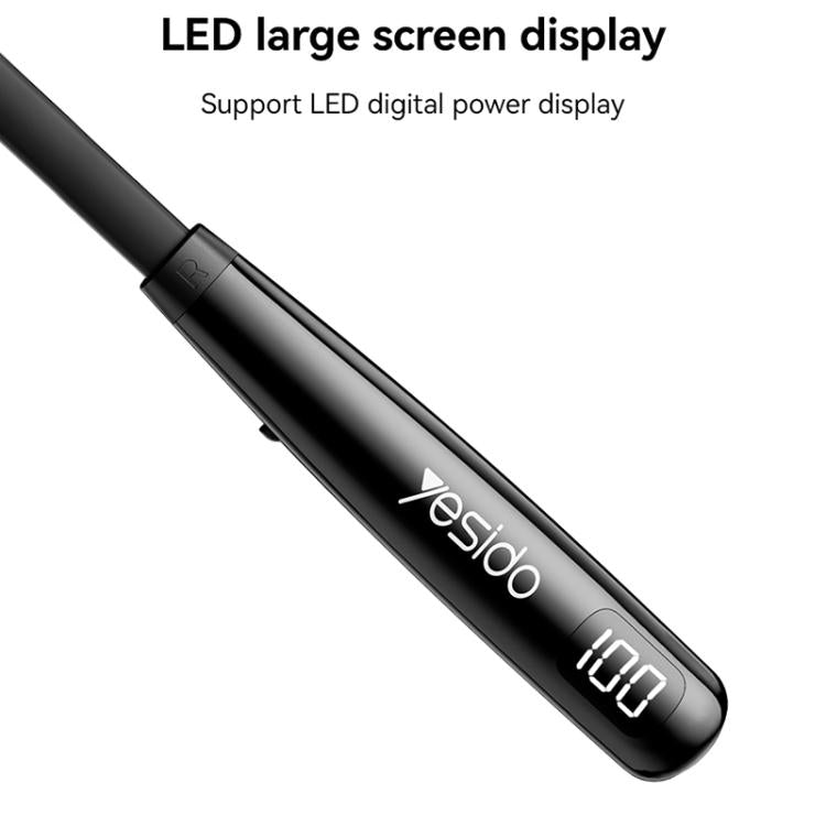 Yesido YSP22 Digital Display Magnetic Neckband Bluetooth Earphone(Black) by Yesido