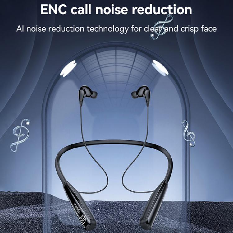 Yesido YSP22 Digital Display Magnetic Neckband Bluetooth Earphone(Black) by Yesido