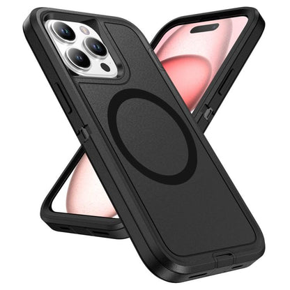 For iPhone 16 Plus Life Waterproof Rugged MagSafe Magnetic Phone Case(Black) by bashfashion