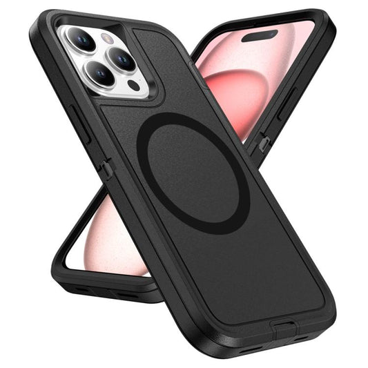 For iPhone 16 Plus Life Waterproof Rugged MagSafe Magnetic Phone Case(Black) by bashfashion
