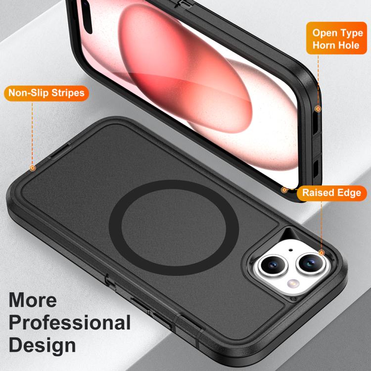 For iPhone 14 Plus / 15 Plus Life Waterproof Rugged MagSafe Magnetic Phone Case(Black) by bashfashion