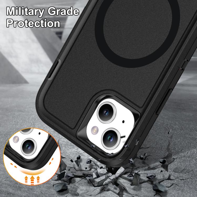 For iPhone 14 Plus / 15 Plus Life Waterproof Rugged MagSafe Magnetic Phone Case(Black) by bashfashion