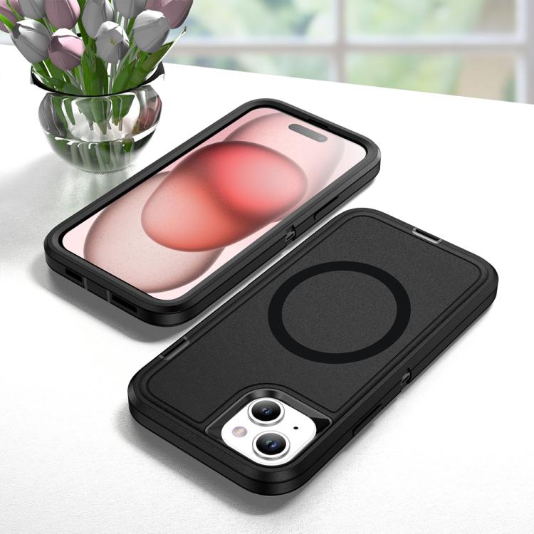 For iPhone 14 Plus / 15 Plus Life Waterproof Rugged MagSafe Magnetic Phone Case(Black) by bashfashion