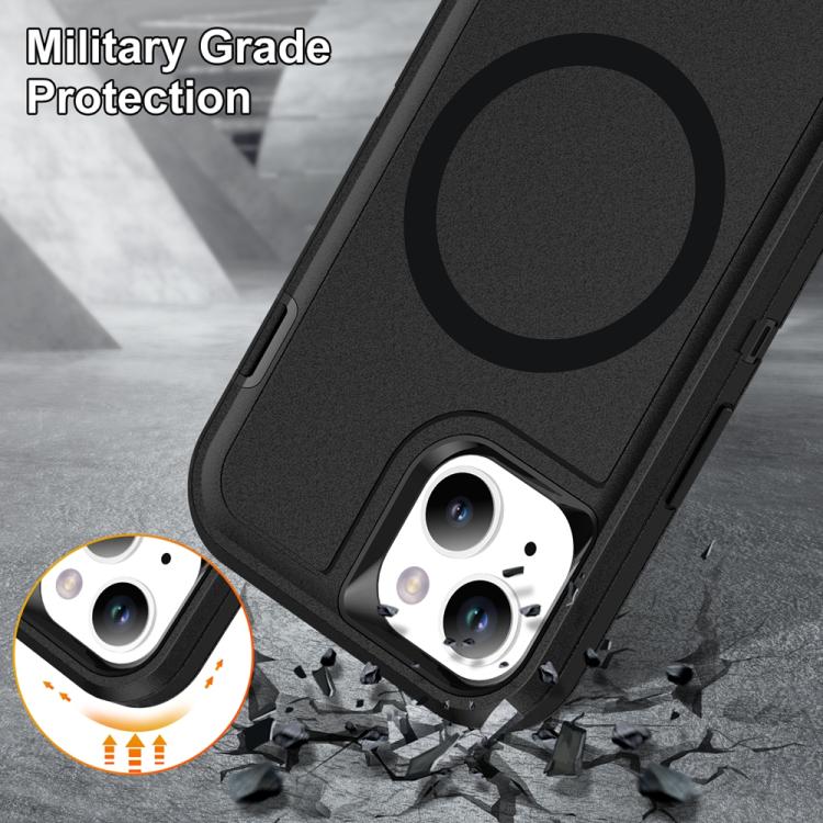 For iPhone 13 / 14 Life Waterproof Rugged MagSafe Magnetic Phone Case(Black) by bashfashion