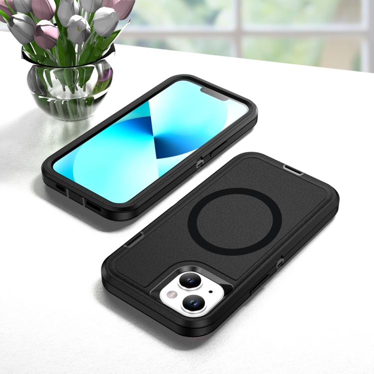 For iPhone 13 / 14 Life Waterproof Rugged MagSafe Magnetic Phone Case(Black) by bashfashion