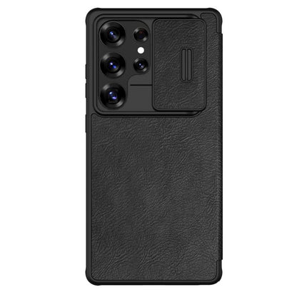 For Samsung Galaxy S25 Ultra 5G NILLKIN QIN Series Pro Sliding Camera Cover Design Leather Phone Case(Black) by NILLKIN