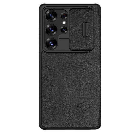 For Samsung Galaxy S25 Ultra 5G NILLKIN QIN Series Pro Sliding Camera Cover Design Leather Phone Case(Black) by NILLKIN
