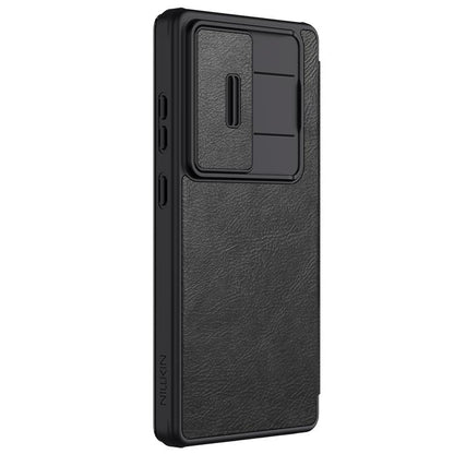 For Samsung Galaxy S25 Ultra 5G NILLKIN QIN Series Pro Sliding Camera Cover Design Leather Phone Case(Black) by NILLKIN