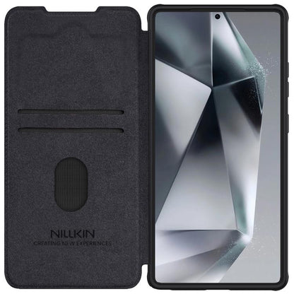 For Samsung Galaxy S25 Ultra 5G NILLKIN QIN Series Pro Sliding Camera Cover Design Leather Phone Case(Black) by NILLKIN