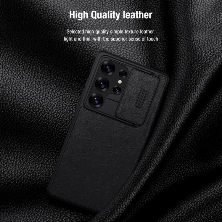 For Samsung Galaxy S25 Ultra 5G NILLKIN QIN Series Pro Sliding Camera Cover Design Leather Phone Case(Black) by NILLKIN